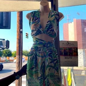 Back out to piece sheer pants suit